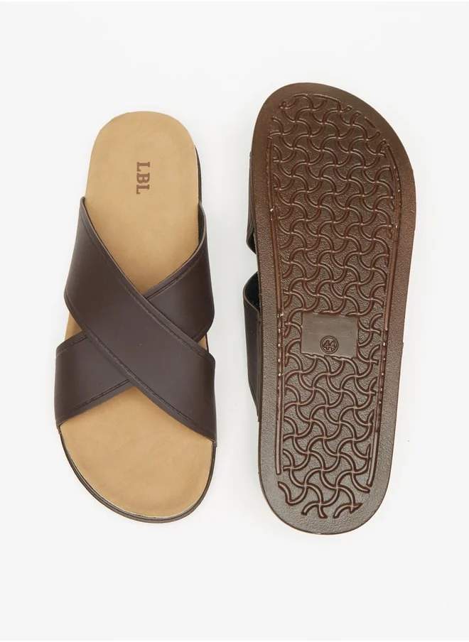 LBL Men's Solid Slip-On Cross Strap Sandals