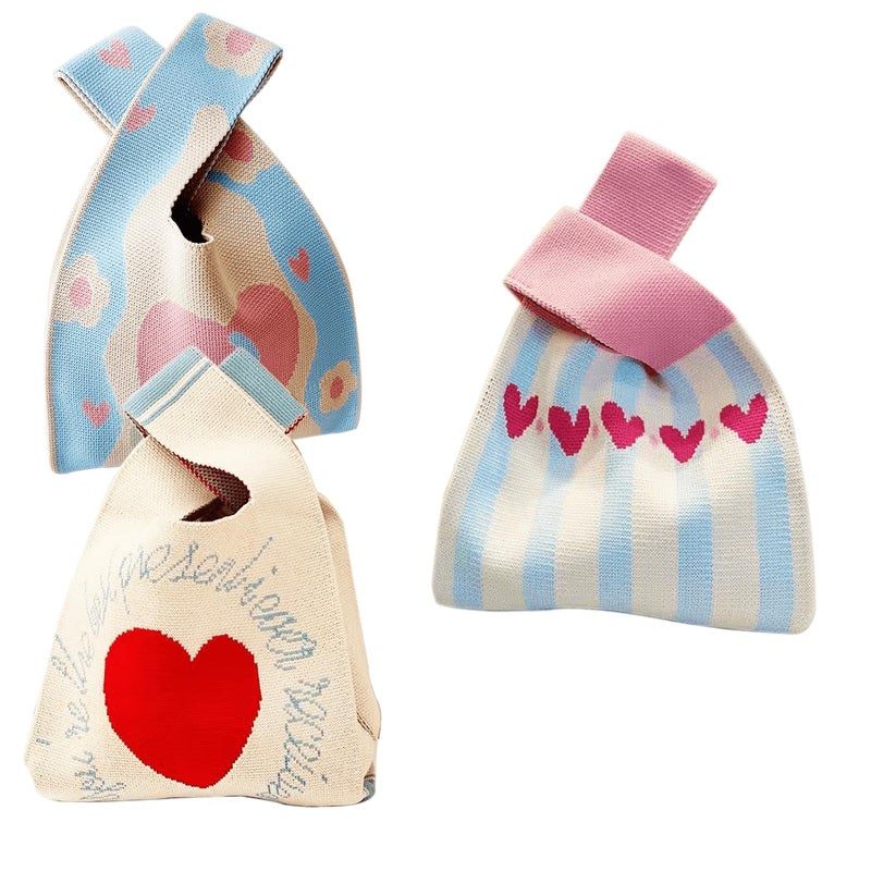 XINHONGJIN 3 Pieces Women's Pocket Handbags Cute Knot Cufflinks Tote Bag, Suitable for all occasions (blue) - Image 1