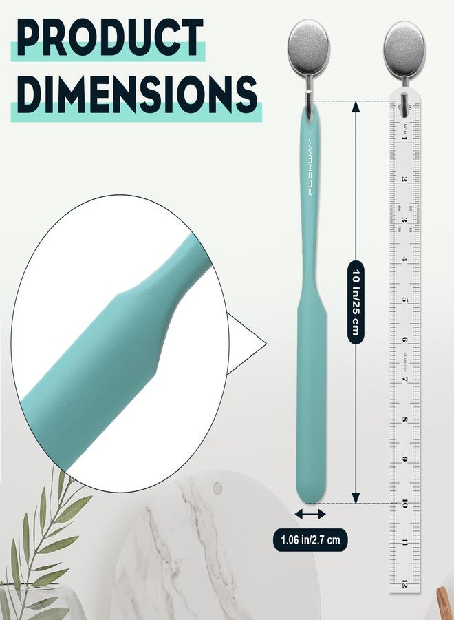 PUCKWAY 3pcs Silicone Jar Spatulas 10in Long Skinny Heat-Resistant, Narrow Spatula Set for Scraping Peanut Butter, Sourdough, Jam in Small Containers, Blenders & Baking (Green) - Image 2