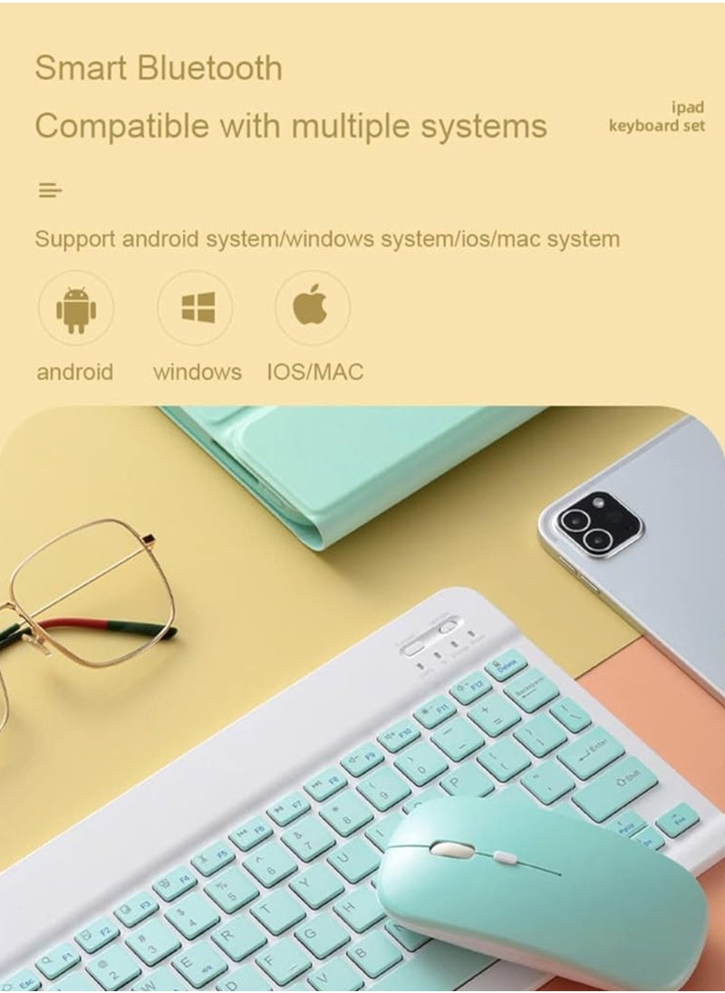 Rechargeable Wireless Keyboard and Mouse Kit Multi-Device Compatible with iOS Android Windows Quiet Scissor Switch Keys Long Battery Life Fast Charging Ideal for Tablets Laptops and Smartphones