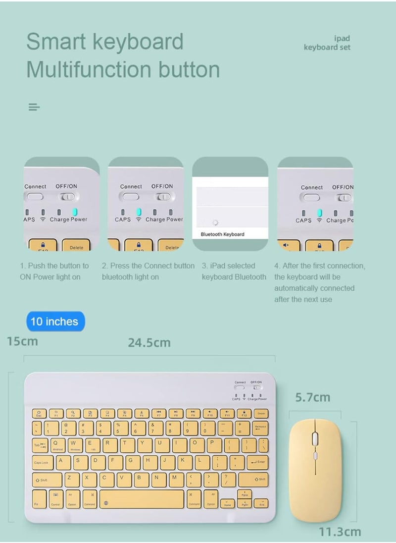 Rechargeable Wireless Keyboard and Mouse Kit Multi-Device Compatible with iOS Android Windows Quiet Scissor Switch Keys Long Battery Life Fast Charging Ideal for Tablets Laptops and Smartphones