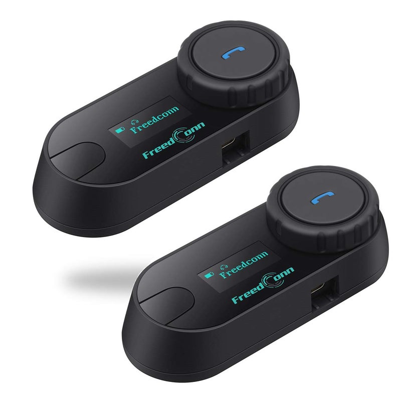 FreedConn Motorcycle Helmet Communication System TCOM SC 2Pack 2Way 800M Universal Helmet Bluetooth 50 Intercom kit with LCD Screen for Motorbike Music SharingFM RadioSiri IP65 2 in1 mic - Image 2