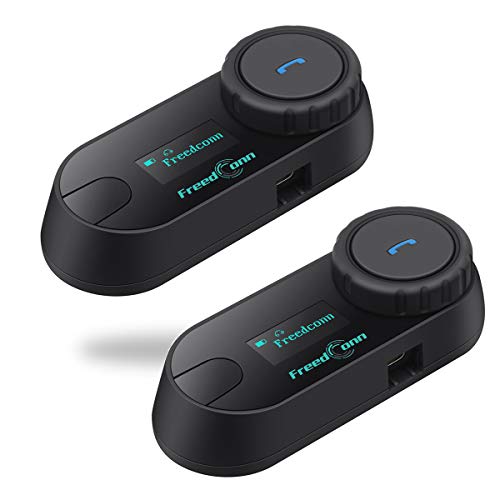 FreedConn Motorcycle Helmet Communication System TCOM SC 2Pack 2Way 800M Universal Helmet Bluetooth 50 Intercom kit with LCD Screen for Motorbike Music SharingFM RadioSiri IP65 2 in1 mic - Image 1