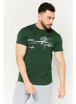 Plein Sport Men Sportswear Fit Short Sleeves Outdoor T-Shirt, Green  - Image 1