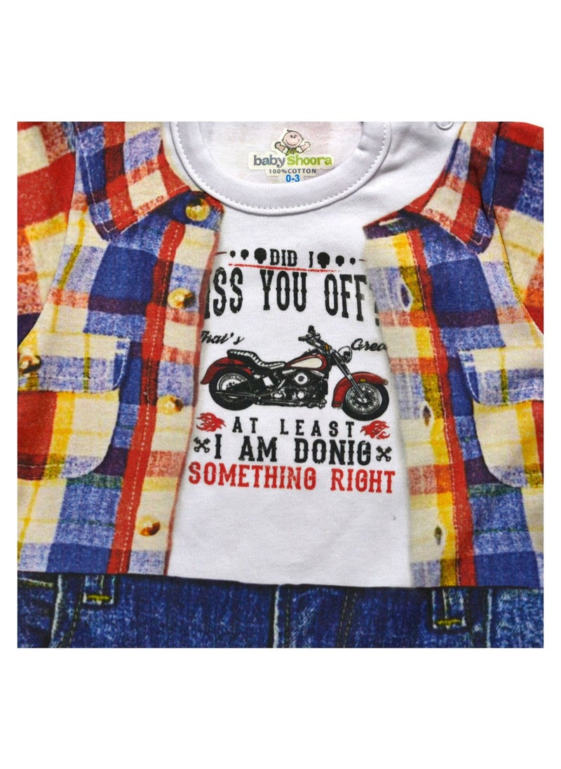 BabyShoora - Baby Boys Playsuit printed T-shirt and Short with matching Hat - Image 1