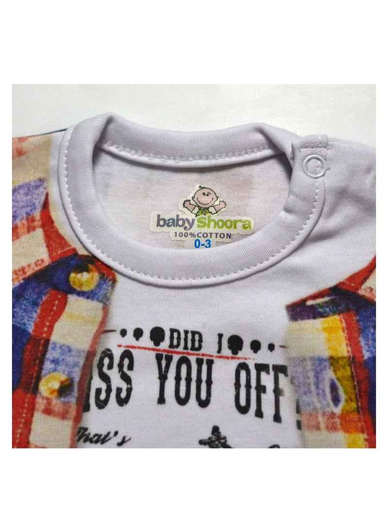 BabyShoora - Baby Boys Playsuit printed T-shirt and Short with matching Hat - Image 1