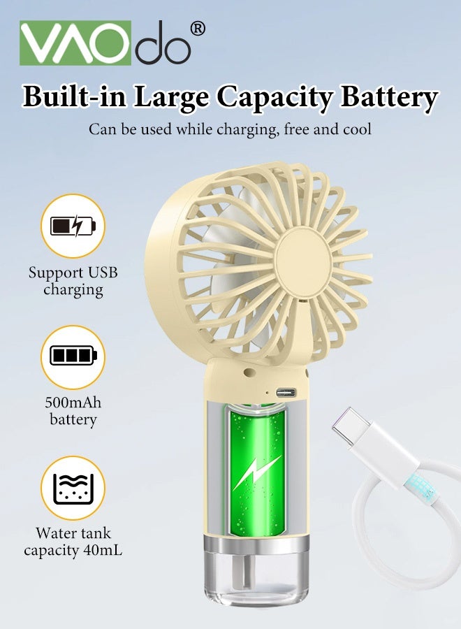 VAOdo Handheld Misting Fan Portable, 3 Adjustable Wind Speeds, 500mAh Rechargeable, Small Personal Water Spray Hand Held Mist Fan, Power Bank for Travel Home Office Men Women Kids  - Image 3