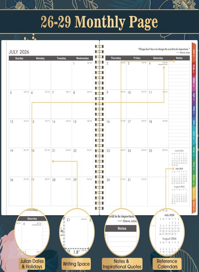 Indeme 2026-2029 Monthly Planner/Calendar - 3 Year Monthly Planner 2026-2029, July 2026 - June 2029, 9'' x 11'', 36 Colorful Months Tabs, Pocket, Note Pages, Holidays, Twin-wire Binding - Image 3