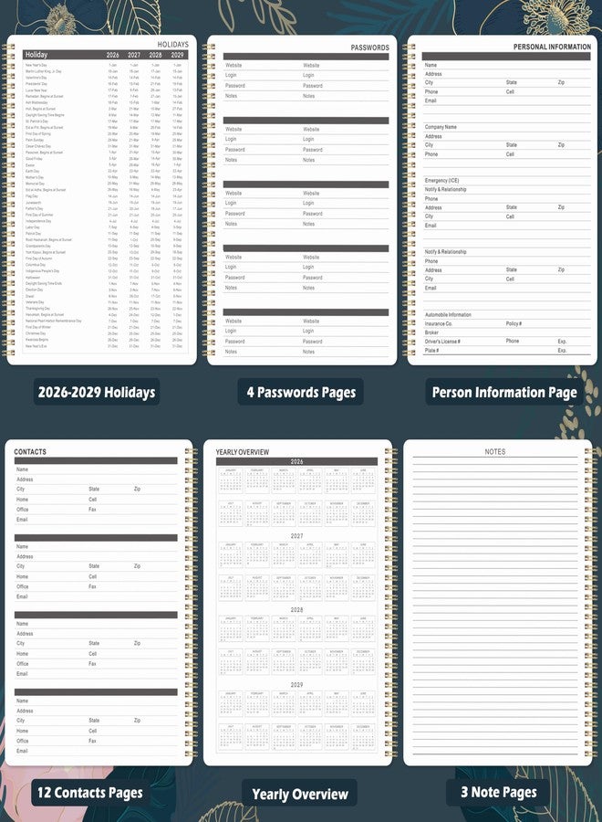 Indeme 2026-2029 Monthly Planner/Calendar - 3 Year Monthly Planner 2026-2029, July 2026 - June 2029, 9'' x 11'', 36 Colorful Months Tabs, Pocket, Note Pages, Holidays, Twin-wire Binding - Image 4