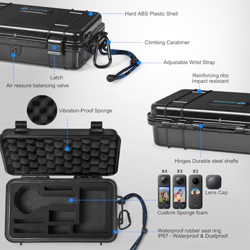 Lekufee Portable Waterproof Hard Case for Insta360 X5 / X4 / X3 Camera and Accessories(Case Only) - Image 3
