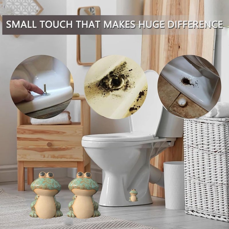 AKV Frog Toilet Bolt Caps Ceramic Toilet Bolt Covers Decorative Toilet Screw Cover Caps, Toilet Caps for Bottom of Toilet, Cute Toilet Bowl Bolt Covers for Bathroom Decor, Easy to install (Green) - Image 3
