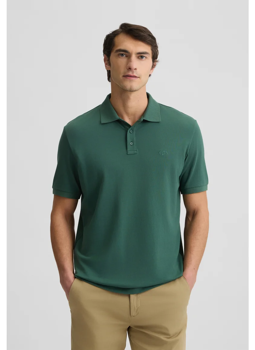 ليو جو Dark Green Pique Polo Shirt