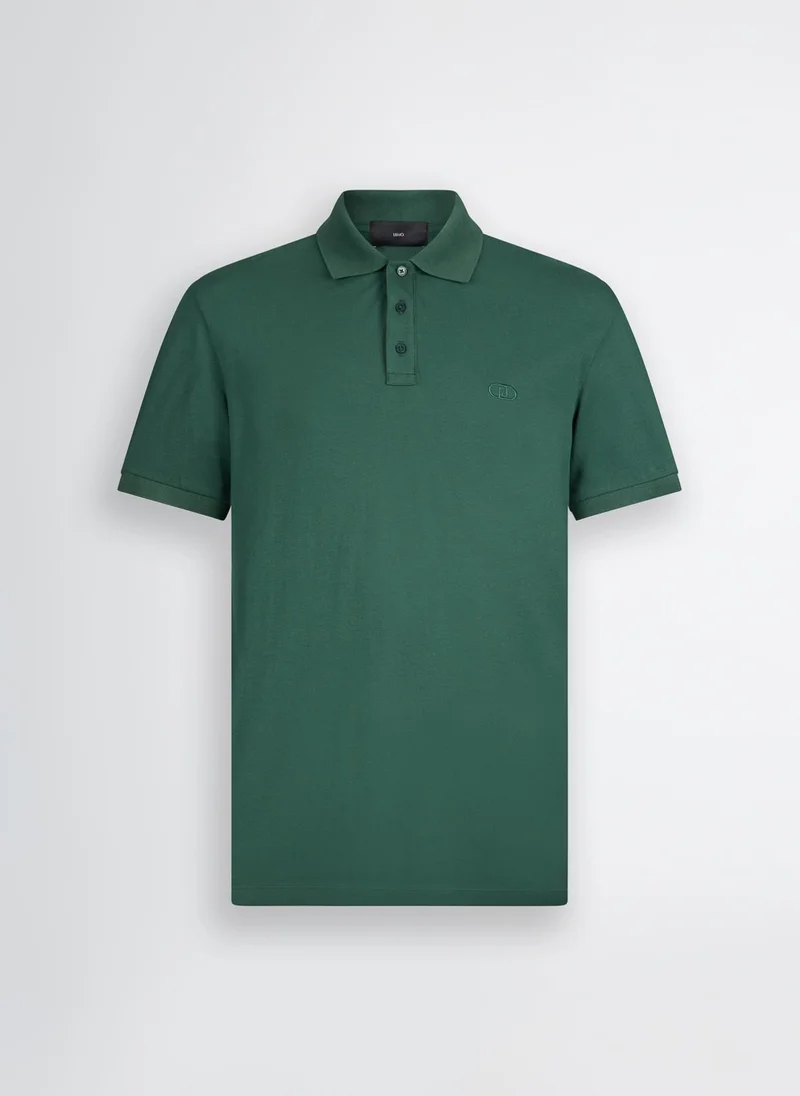Liu Jo Dark Green Pique Polo Shirt