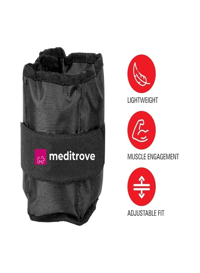 MEDITROVE زوج من أساور ميديتروف | 500 غرام - قطعتان | أربطة قابلة للتعديل للمعصم والكاحل | مثالية للجري، وركوب الدراجات، والتمارين الهوائية، وتقوية العضلات، وتمارين الكارديو، وتمارين الأرداف، وتمارين القرفصاء مع رفع الساق | مناسبة للرجال والنساء | أسود - Image 3