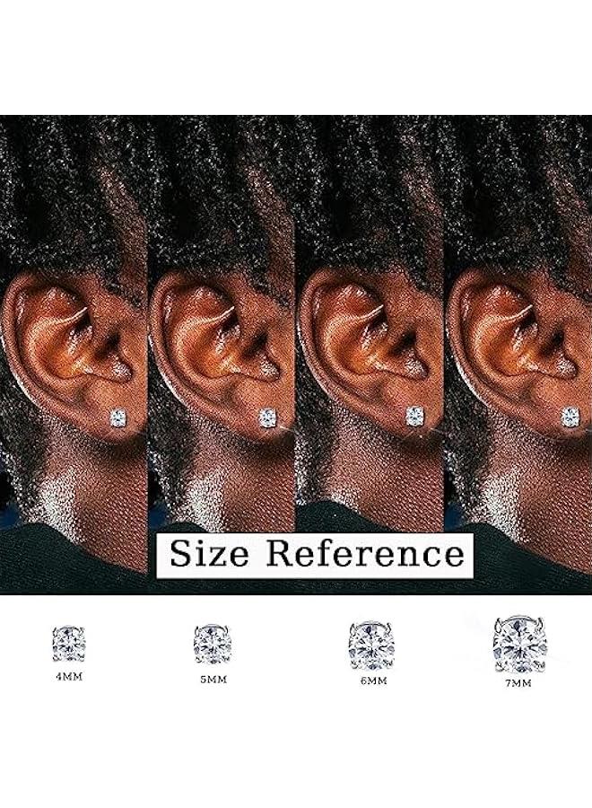 4-7mm Earrings, Suitable For Both Men And Women, Shiny Round Cubic Zirconia Stud Earrings, Suitable For Non-Pierced Ears, Hypoallergenic Stainless Steel Fake Earrings, Not Easy To Fall Off - Image 2