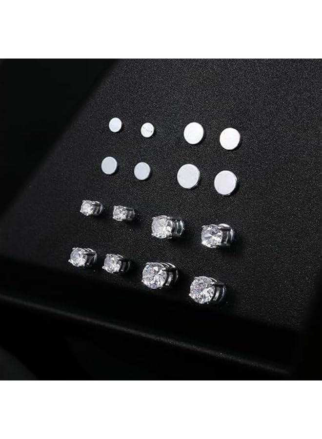 4-7mm Earrings, Suitable For Both Men And Women, Shiny Round Cubic Zirconia Stud Earrings, Suitable For Non-Pierced Ears, Hypoallergenic Stainless Steel Fake Earrings, Not Easy To Fall Off - Image 4