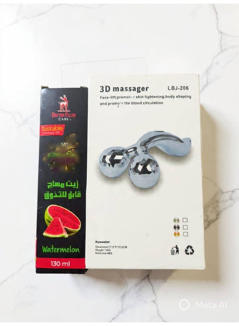 Beauty and Care Set: 3D Massage + Watermelon Scented Massage .Oil - Image 1