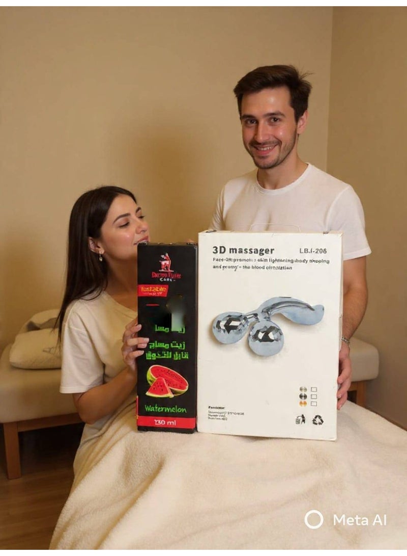 Beauty and Care Set: 3D Massage + Watermelon Scented Massage .Oil - Image 2