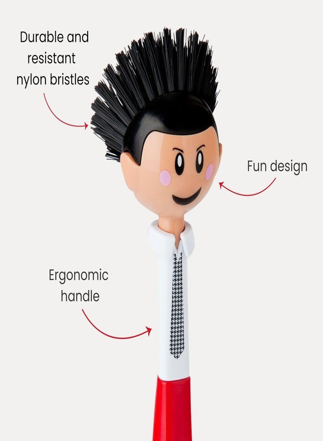 Vigar Dolls Orlando Dish Brush, Dish Brush with Handle that is Ergonomic, Kitchen Brushes for Dishes and Sink Scrub Brush for Cleaning, Red and Black - Image 3