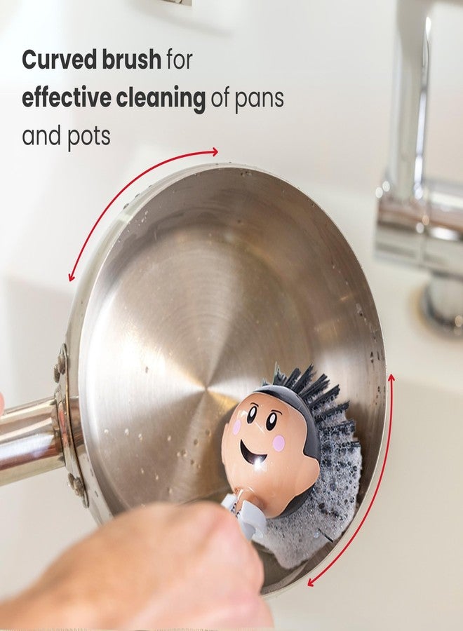 Vigar Dolls Orlando Dish Brush, Dish Brush with Handle that is Ergonomic, Kitchen Brushes for Dishes and Sink Scrub Brush for Cleaning, Red and Black - Image 4
