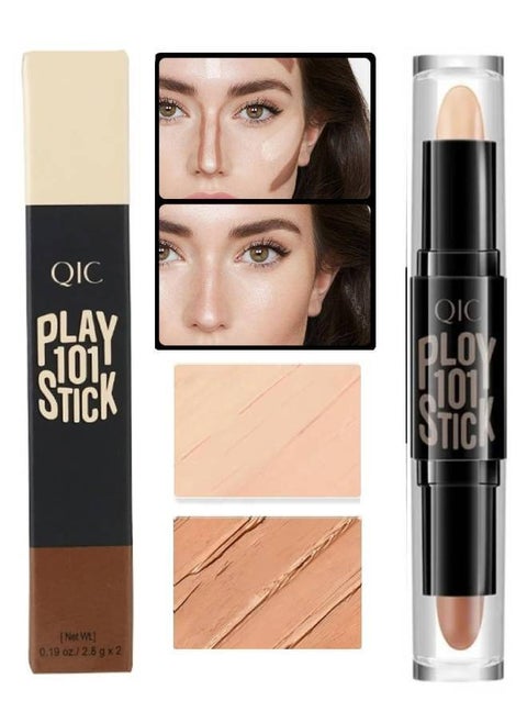 Ploy 101 Stick 2 in 1 Makeup Shading Stick Face Highlighters Sticks Concealer Contour Highlighter Stick Cruelty Free Makeup Double End Face Concealer Contouring Sticks Cream Highlight Contour Stick 02