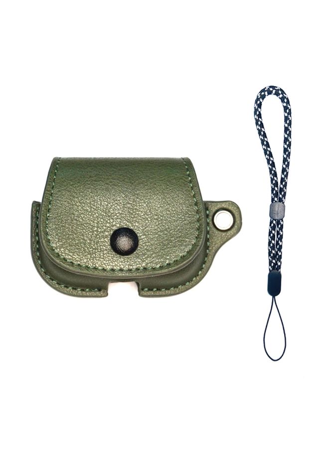 Case Cover For AirPods 1 / 2 Backpack Style PU Leather Earphone Protective Case with Lanyard Army Green 