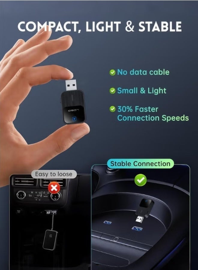 2025 New Wireless CarPlay Adapter- Mini Edition, Wired to Wireless for OEM Cars Wired Carplay / Android auto Dual mode Plug&Play FOTA Wireless Adapter for Apple iPhone iOS 12 and Android 11 or above - Image 2