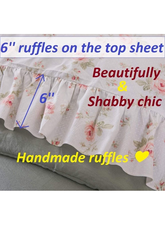 QSH Queen's House Floral Print Ruffled Bed Sheet Set 4-Piece King Multi 170304-sheetQ-king - Image 2
