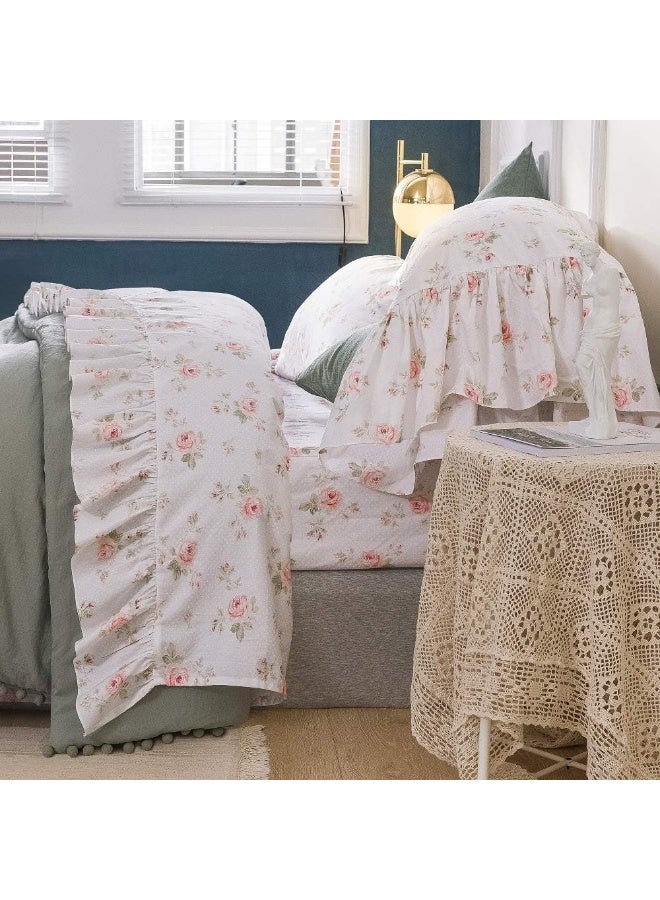 QSH Queen's House Floral Print Ruffled Bed Sheet Set 4-Piece King Multi 170304-sheetQ-king - Image 1