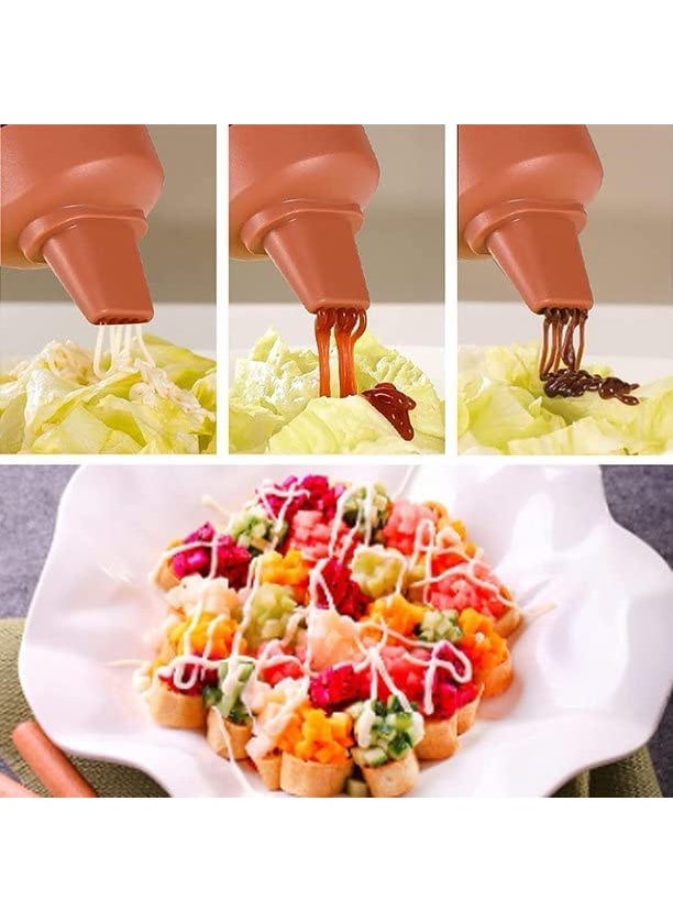 TOPHAVEN TOPHAVEN Porous Squeeze Bottle Condiment Bottles Hot Sauce Dispenser Refillable Five Hole Container with Lid Squirt Bottle Sauce Dispenser Ketchup Bottle, Multipurpose Kitchen Tools Pack of 3  - Image 4