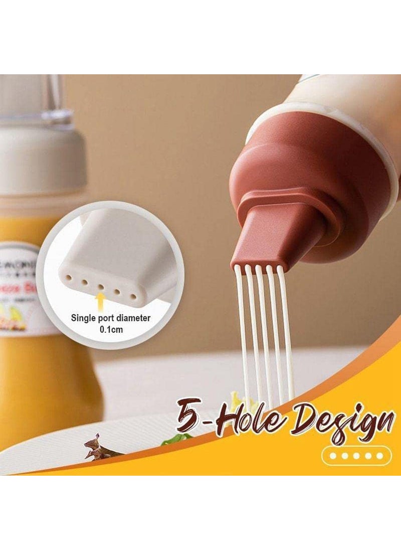 TOPHAVEN TOPHAVEN Porous Squeeze Bottle Condiment Bottles Hot Sauce Dispenser Refillable Five Hole Container with Lid Squirt Bottle Sauce Dispenser Ketchup Bottle, Multipurpose Kitchen Tools Pack of 3  - Image 5
