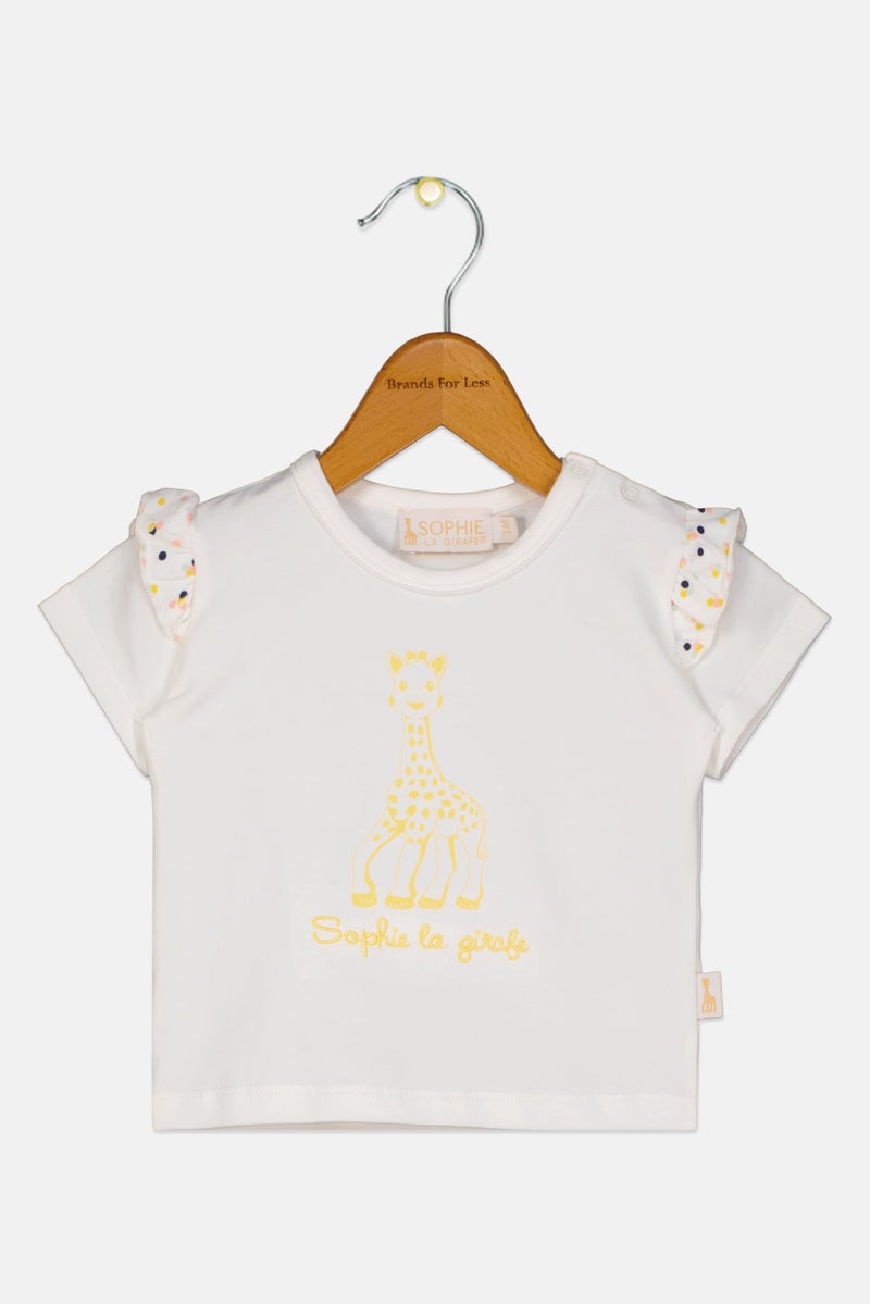 Sophie la girafe Toddlers Girl Graphic Print Short Sleeve Top, Off White - Image 1