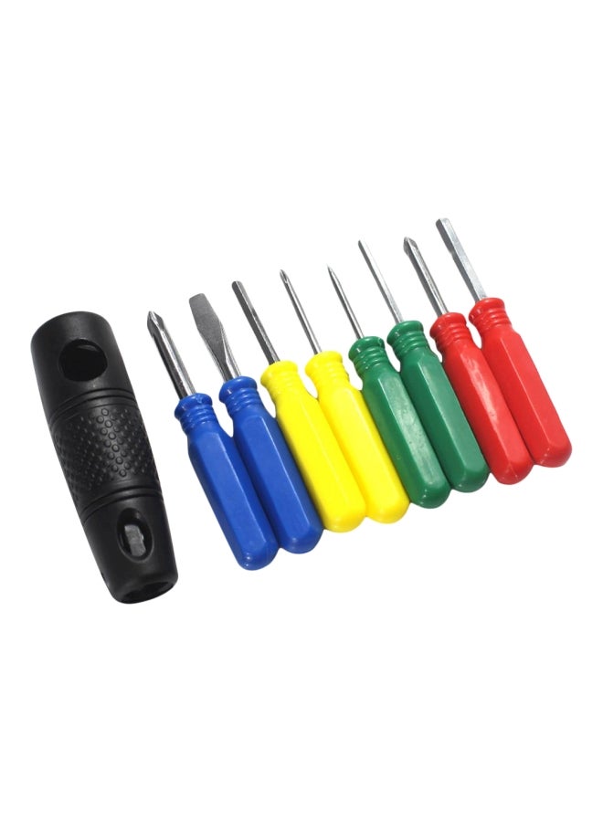 طقم مفكات براغي مغناطيسية 9 قطعة فضية، حمراء، خضراء - Image 1