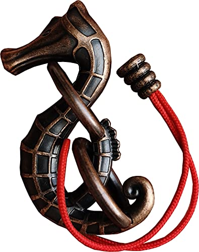 GINFH Cast Metal Brain Teaser Puzzle Metal Puzzle Brainteaser Exploration and Thinking Toy Intellectual Teaching Seahorse Rope - Image 1