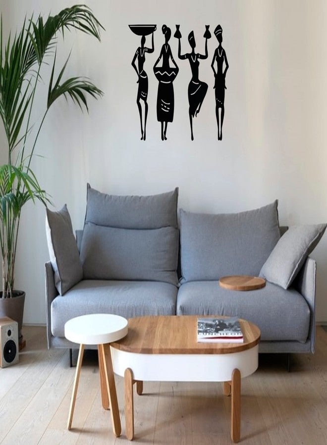 ART PLUS STORE مجموعة من 4 قطع من الخشب المصنّع من شركة Art Plus Store، تمثل رجلاً وامرأة أفريقيين يرقصان، مصنوعة من خشب MDF بسماكة 4 مم، لتزيين الجدران (12 بوصة × 3 بوصات، 4 قطع). - Image 4