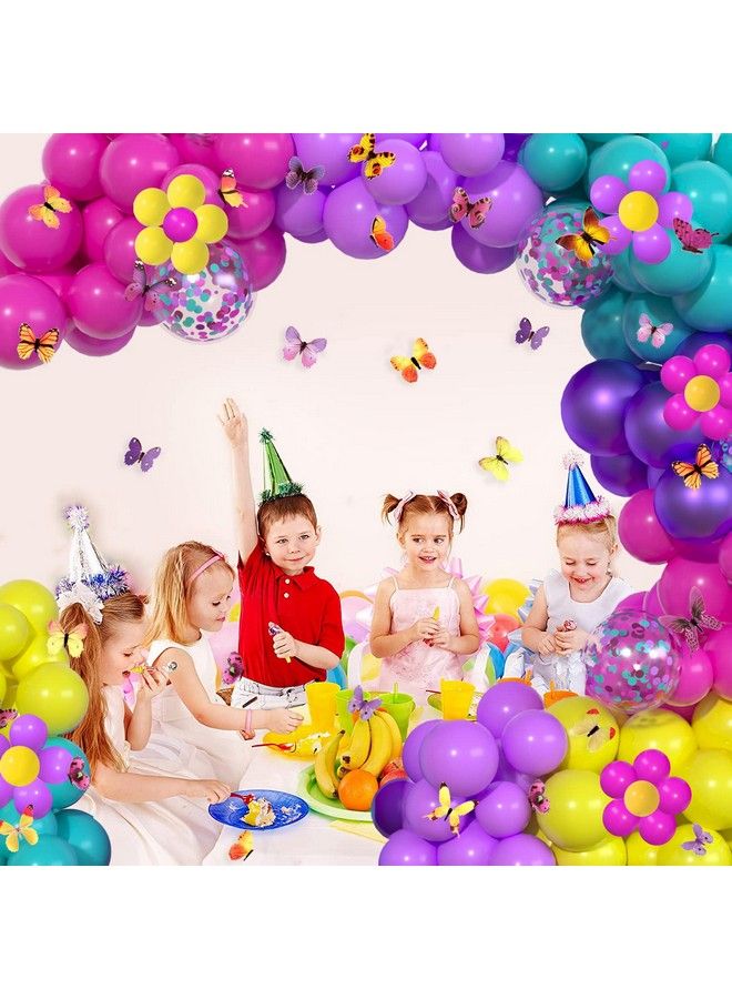 Haptda Magic Balloon Garland Purple Blue Rose Red Yellow Balloons Confetti Balloon Arch Kit With 3D Colorful Butterfly Stickers For Baby Shower Wedding Birthday Party Decorations - Image 3