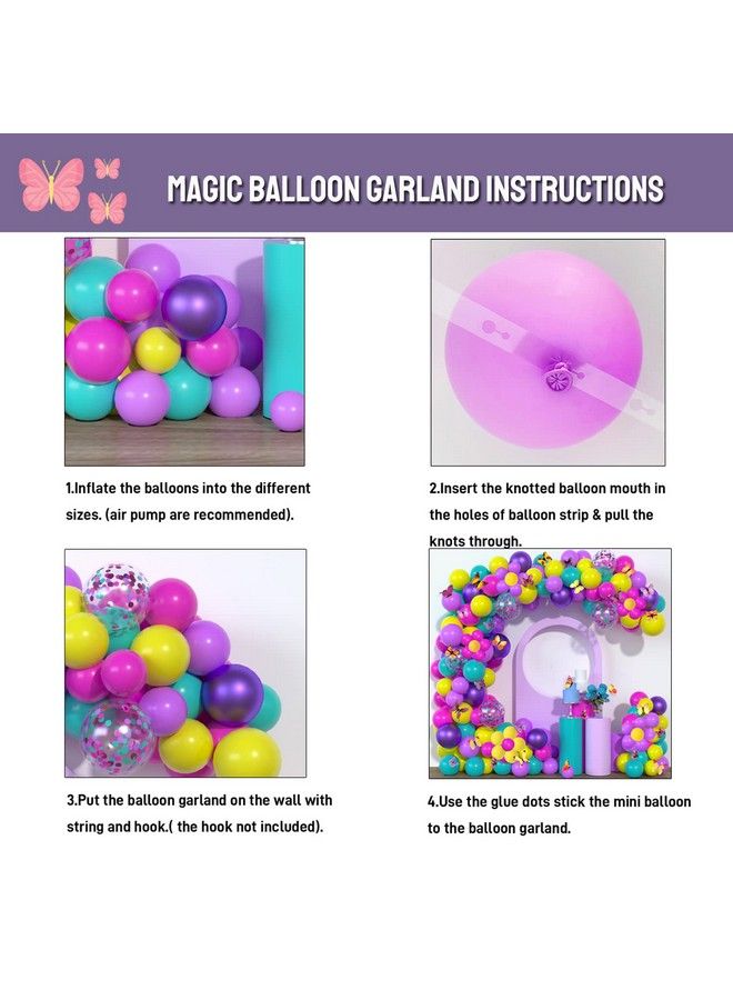 Haptda Magic Balloon Garland Purple Blue Rose Red Yellow Balloons Confetti Balloon Arch Kit With 3D Colorful Butterfly Stickers For Baby Shower Wedding Birthday Party Decorations - Image 5