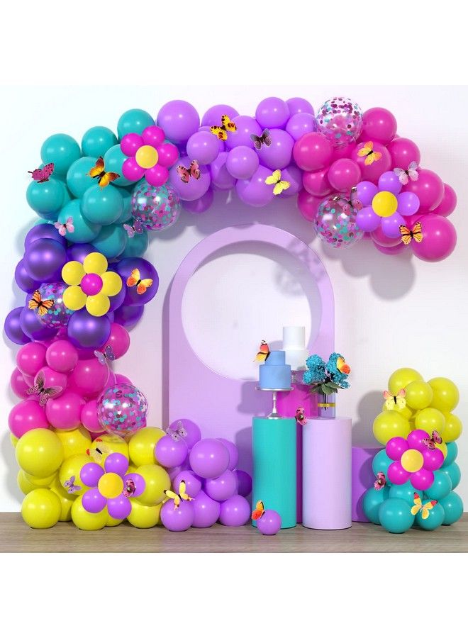 Haptda Magic Balloon Garland Purple Blue Rose Red Yellow Balloons Confetti Balloon Arch Kit With 3D Colorful Butterfly Stickers For Baby Shower Wedding Birthday Party Decorations - Image 2
