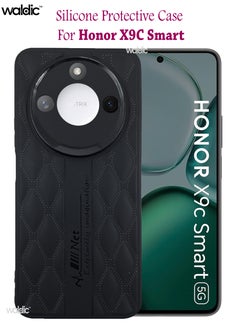 Waldic Honor X9c Smart Ultra Light Slim Shockproof Silicone TPU Anti Slip Scratch Resistant Back Case Cover | Silicone Protective Back Case Cover With Brand Label Visible For Honor X9c Smart - Black 