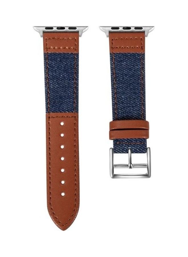 HuHa Replacement Watch Strap For Apple Watch Series  7 41mm/6 u0026 SE u0026 5 u0026 4 40mm/3 u0026 2 u0026 1 42mm Blue/Brown - Image 1