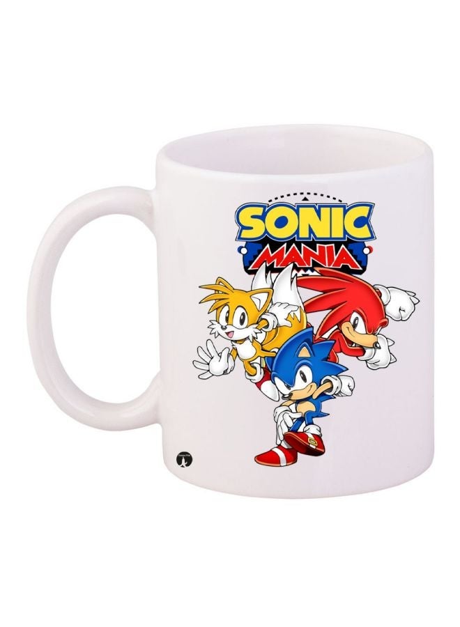 RYN Cartoon Printed Coffee Mug White/Blue/Red 11ounce