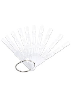 Beauticom 50 Piece Clear Plastic 3 Tier False Nail Tip Sticks Chart Fan with Metal Ring Holder for Nail Polish Swatch, Practice Nail Art Design and Pattern Display Tool