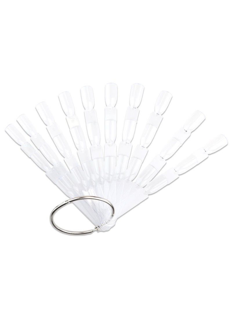 Beauticom Beauticom 50 Piece Clear Plastic 3 Tier False Nail Tip Sticks Chart Fan with Metal Ring Holder for Nail Polish Swatch, Practice Nail Art Design and Pattern Display Tool 