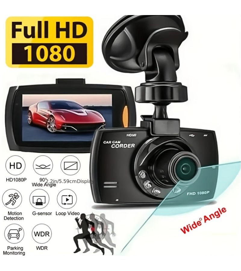 Obsidian Black Car Dash Cam كاميرا داش كام للسيارة باللون الأسود، عدسة عالية الوضوح 1080 بي HD، رؤية ليلية تعمل بالأشعة تحت الحمراء، كشف الحركة - Image 1