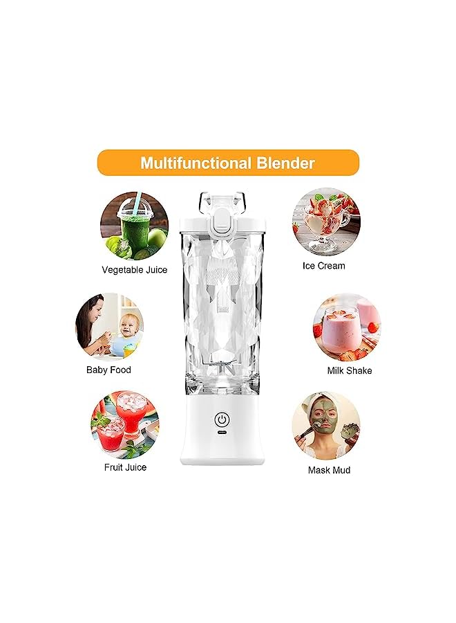 IAF Portable Blender, Personal Size Hand Blender, Electric Juicer Blender（Usb Rechargeable), 6 Stainless Steel Blades Mini Travel Blender Smoothie Maker, Fruit And Milk Shakes - 600Ml - Image 3