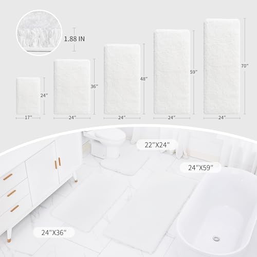 Disolla White Bathroom Rugs 24x36 Non Slip Fluffy Bath Mat for Bathroom Floor Washable Plush Luxury Bath Rug for Tub Soft Shaggy Absorbent Shower Sink Mat - Image 3