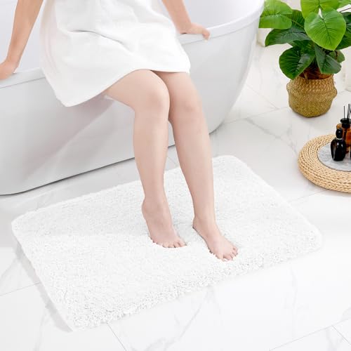 Disolla White Bathroom Rugs 24x36 Non Slip Fluffy Bath Mat for Bathroom Floor Washable Plush Luxury Bath Rug for Tub Soft Shaggy Absorbent Shower Sink Mat - Image 1