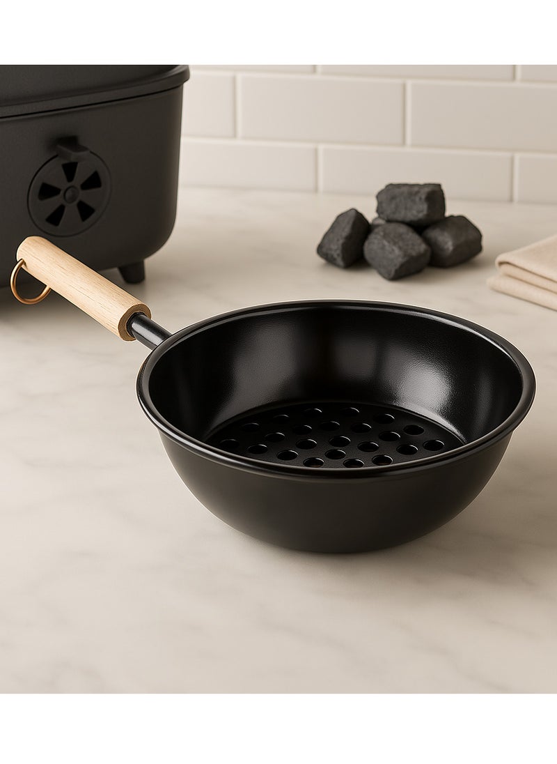 GO2CAMPS Charcoal Pan with Wooden Handle-Large BBQ, Fire Starter, Coal Burner |  Starter Pan for BBQ and Incense  - Image 3