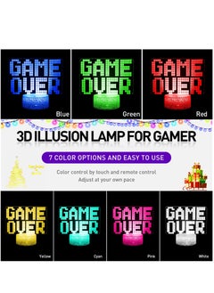 Joshberg Game Over 3D Illusion Lamp Gamer Night Light with 7 Color Changing Touch and Remote Room Decorations  - Image 2