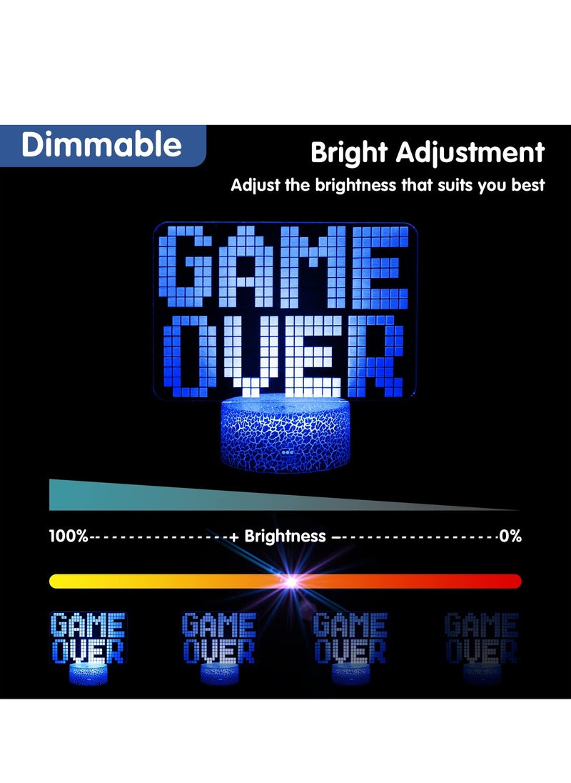 Joshberg - Game Over 3D Illusion Lamp Gamer Night Light with 7 Color Changing Touch and Remote Room Decorations - Image 1